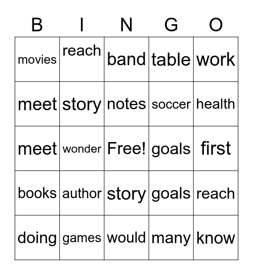 Bingo 2.1 Bingo Card