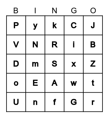 Alphabet BINGO Card