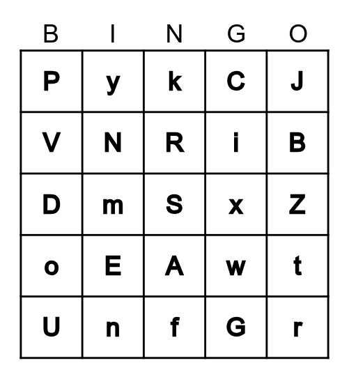 Alphabet BINGO Card