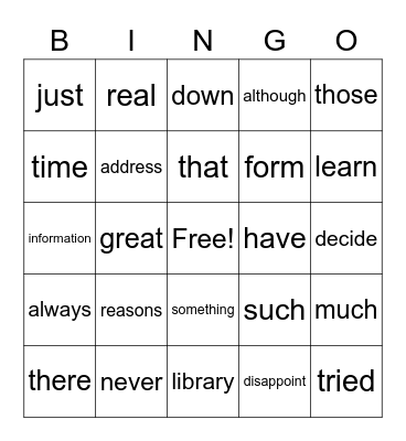 Bingo 2.2 Bingo Card