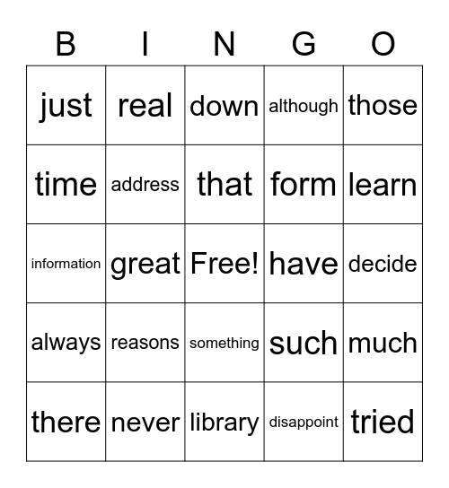 Bingo 2.2 Bingo Card