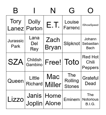 General Music Bingo Card