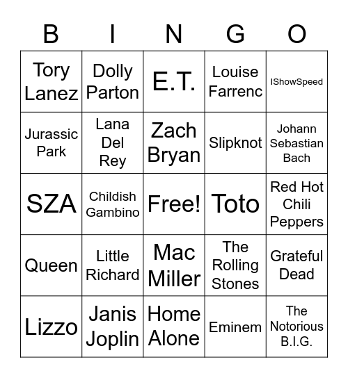 General Music Bingo Card
