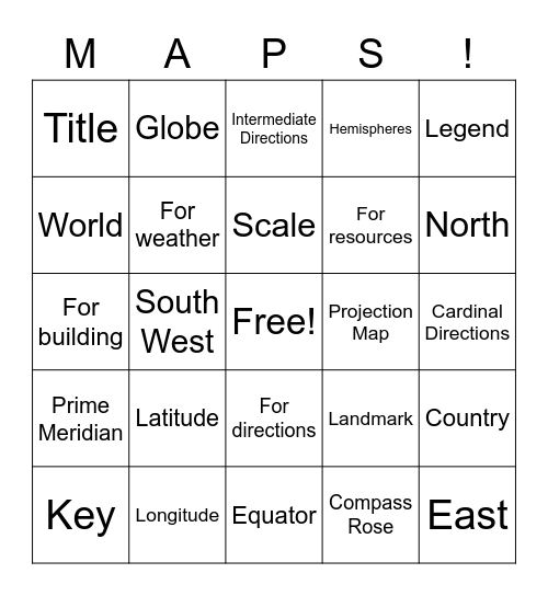 MAPS & MORE Bingo Card