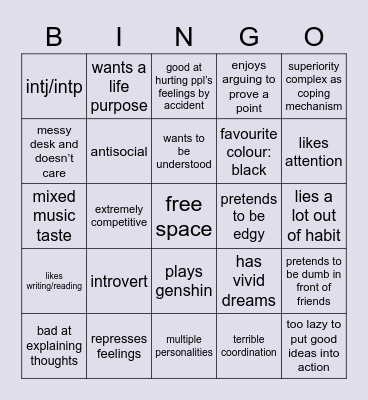 lizzy bunjs bingo <3 Bingo Card