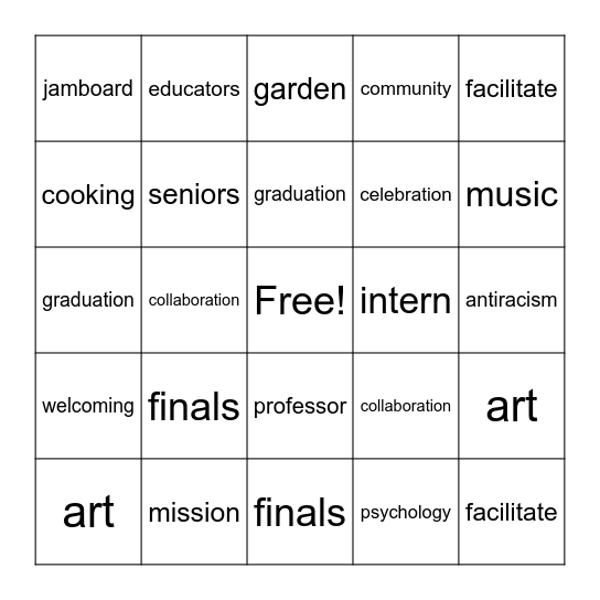 ed studies bingo Card