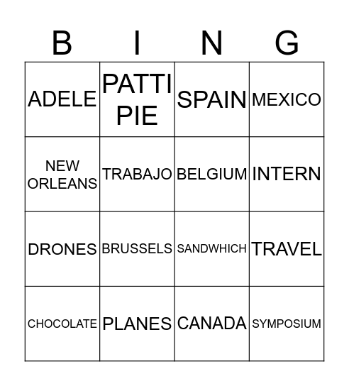 BLANCA BINGO Card