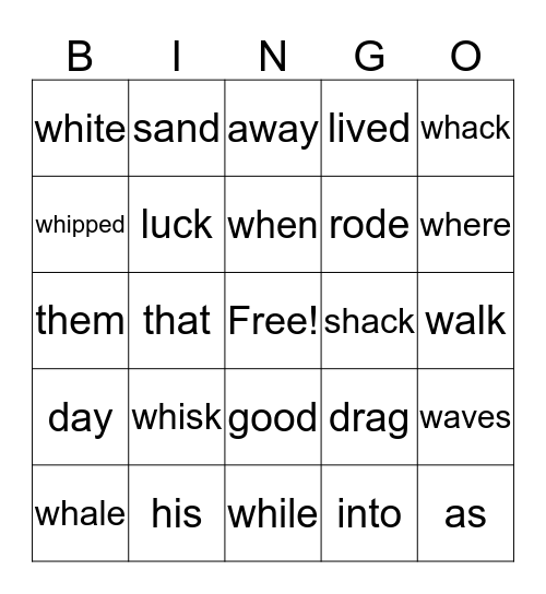 Whisker Bill Bingo Card