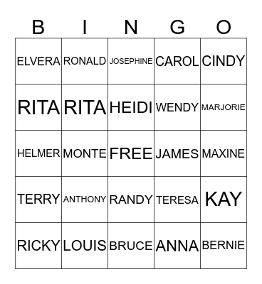 NICHOLS FAMILY REUNION Bingo Card