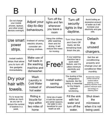 As critical thinkers we practice FRUGALITY Bingo Card