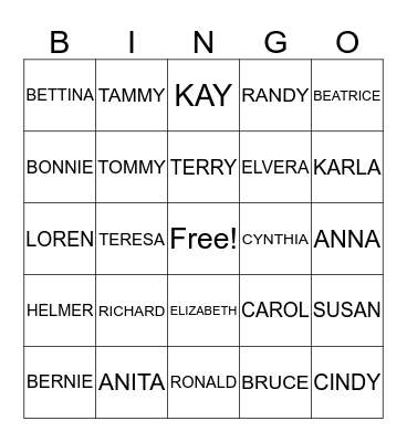 NICHOLS FAMILY REUNION Bingo Card