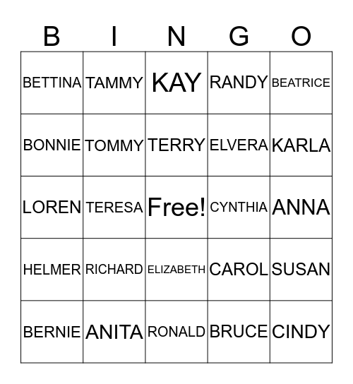 NICHOLS FAMILY REUNION Bingo Card