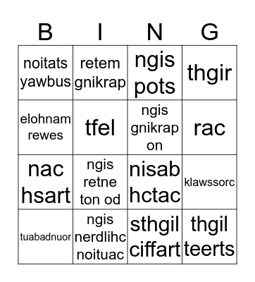 Things at the street Bingo Card