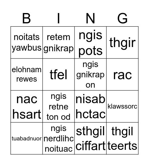 Things at the street Bingo Card