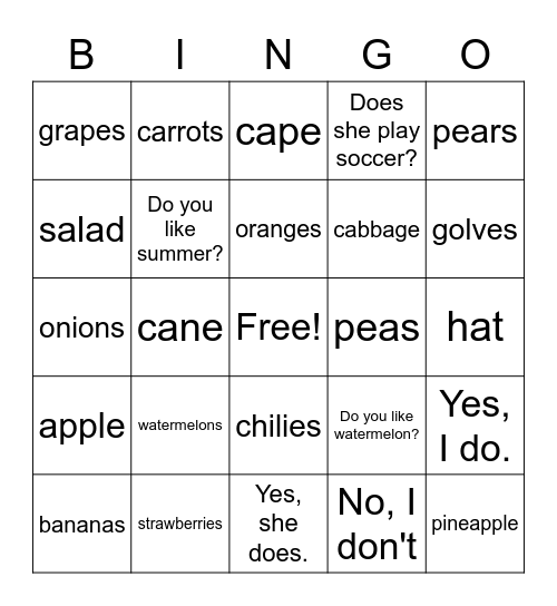 VA CLASS Bingo Card