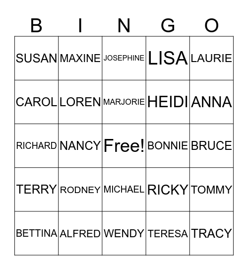 NICHOLS FAMILY REUNION Bingo Card