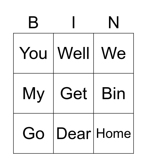 We Bingo Card