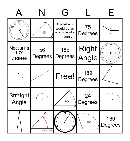 Angles Bingo Card
