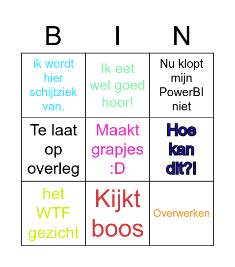 Bingo kaart! Bingo Card