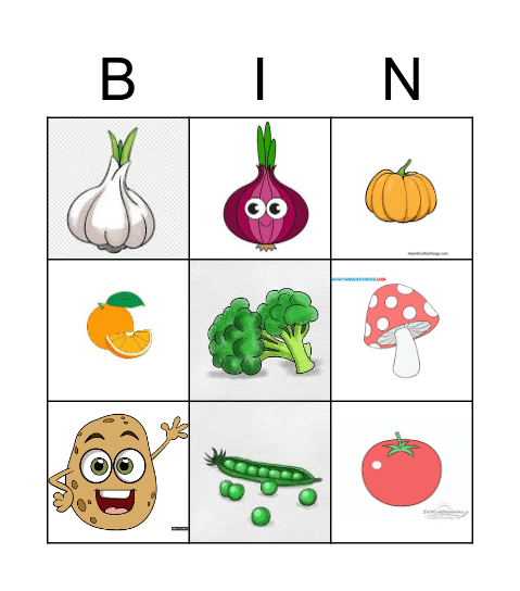 veg and fruits bingo Card