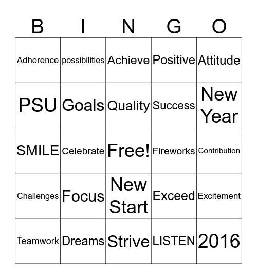 Happy NEW YEAR Bingo Card