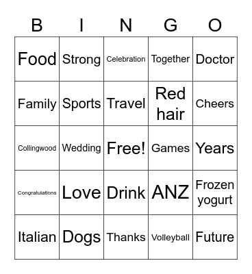 Palardo wedding Bingo Card