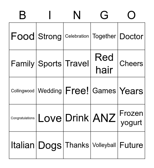 Palardo wedding Bingo Card