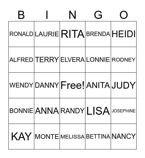 NICHOLS FAMILY REUNION Bingo Card