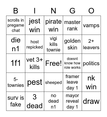 ToS Bingo Card