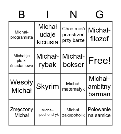 Michałowe bingo Card