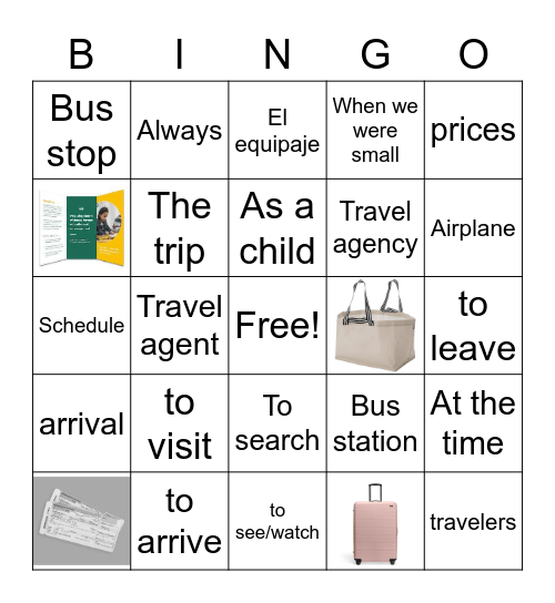 BINGO - Desafío 1: Viajes y excursiones Bingo Card