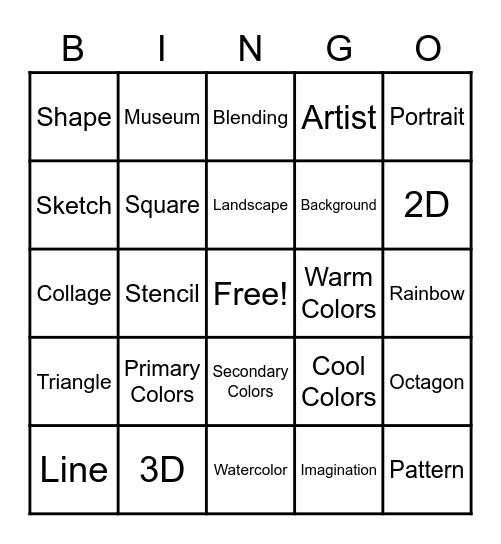 Art Bingo! Bingo Card