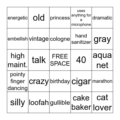 Happy Birthday Geeze Bingo Card