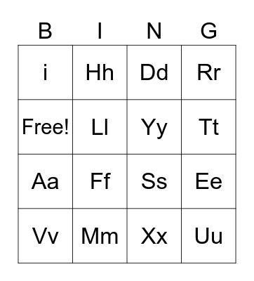 Alphabet Bingo Card