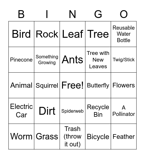 Earth Day Bingo Card