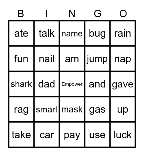 Keywords- Spelling Pattern That Starts with A or U Bingo Card