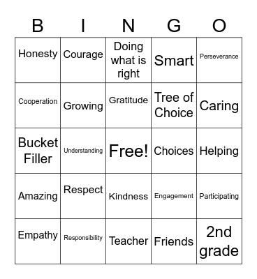 2nd Grade Words Bingo Card