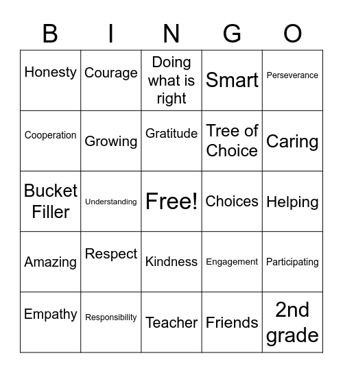 2nd Grade Words Bingo Card