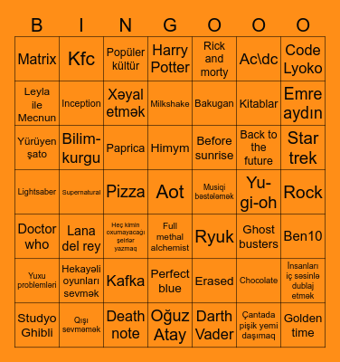 Vüsal Bingo Card