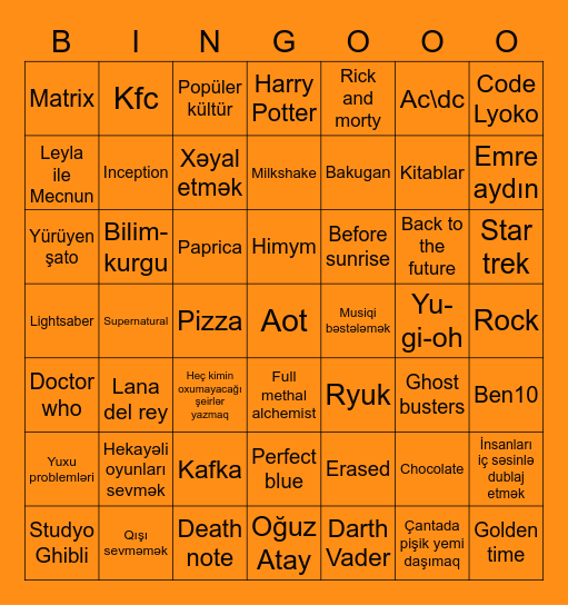 Vüsal Bingo Card