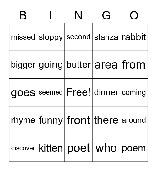 Week 4.5 BINGO Card
