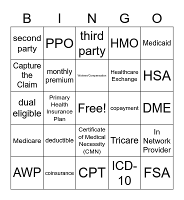 Prescription Drug Insurance in Healthcare Bingo Card