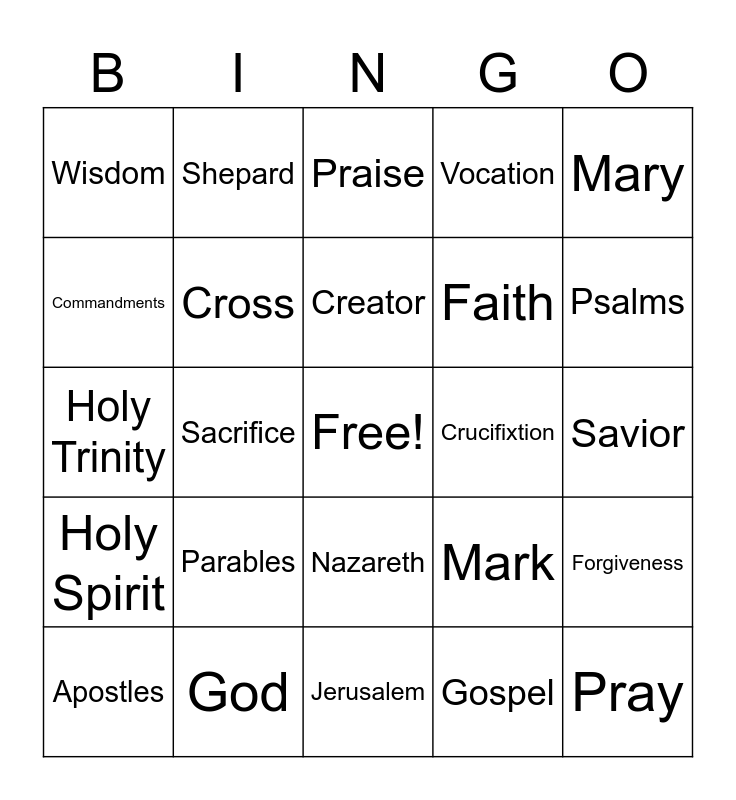 Christan Bingo Card