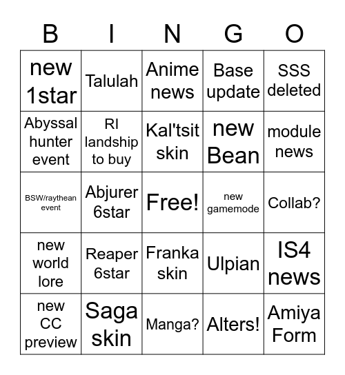 AK 4YEARS Bingo Card