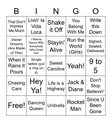Music Bingo Card