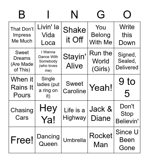 Music Bingo Card