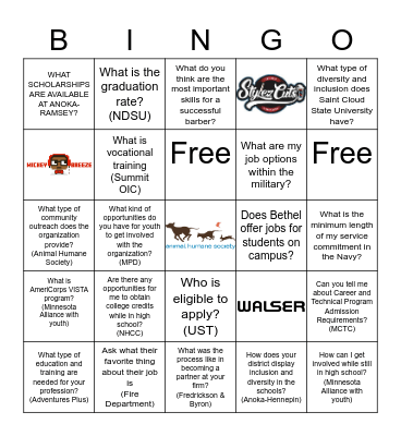 Career Fair BINGO Card