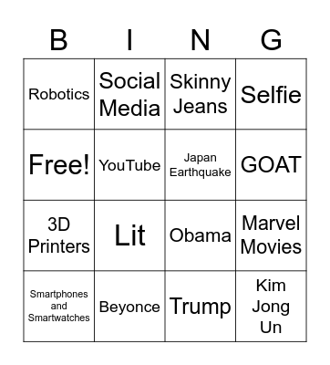 2010's Bingo Card