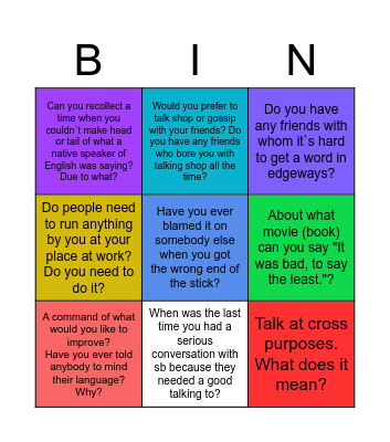 Language Bingo Card