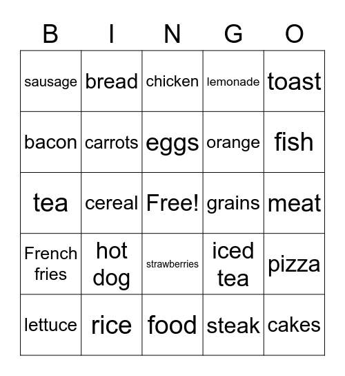 la comida - Foods in Spanish Bingo Card